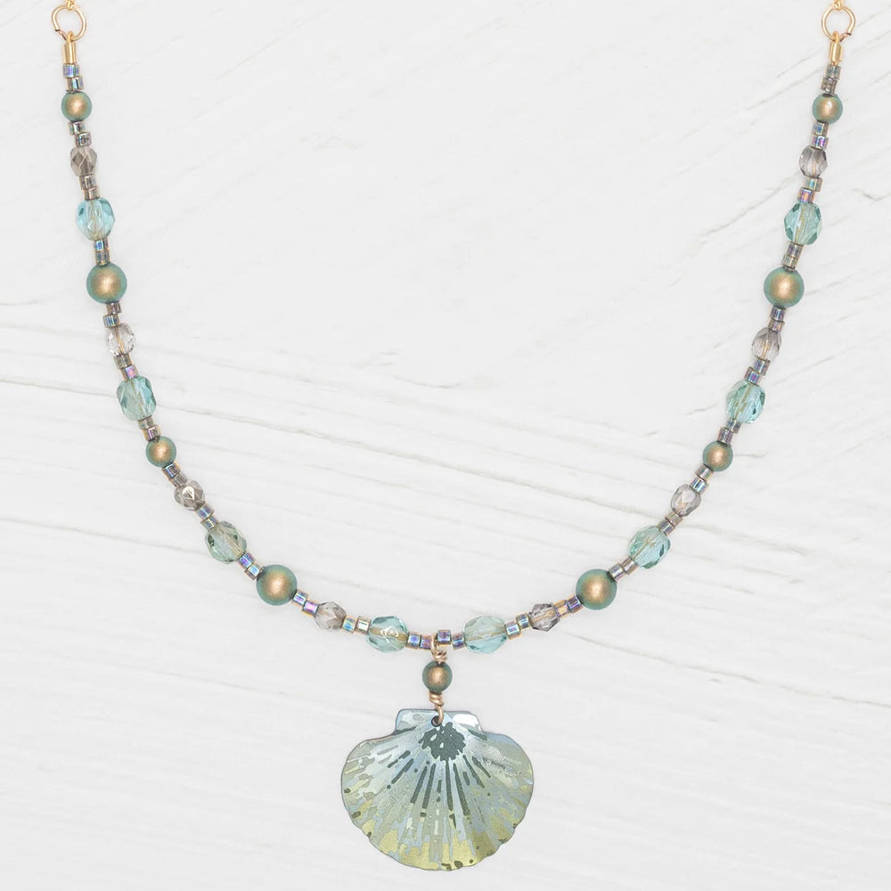Shelby Beaded Pendant Necklace (Sage)