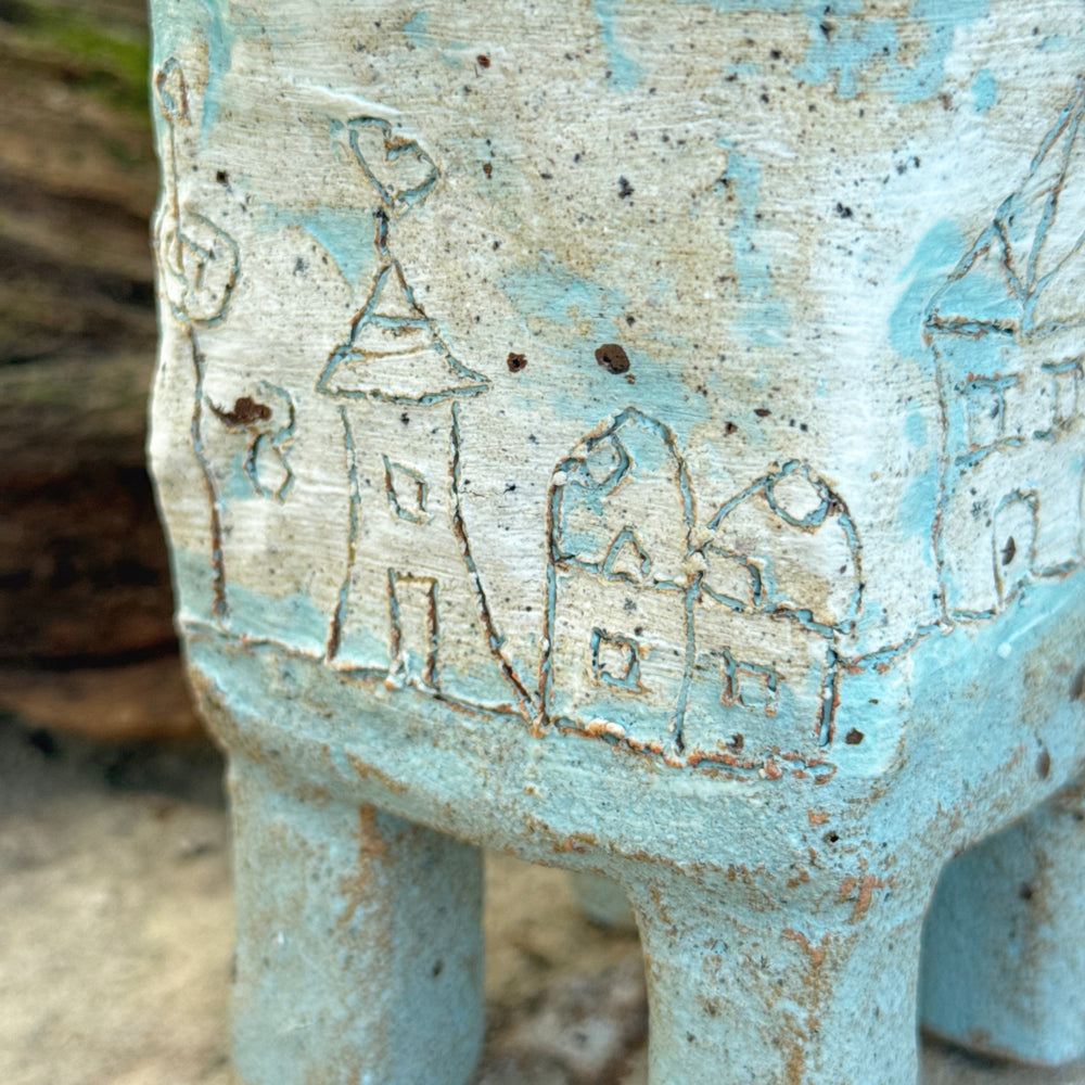 Jurian Handcrafted Pot- Village Scene
