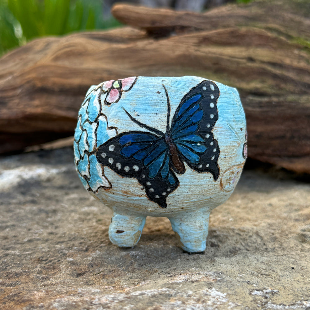 Jurian Handcrafted Pot- Blue Butterfly