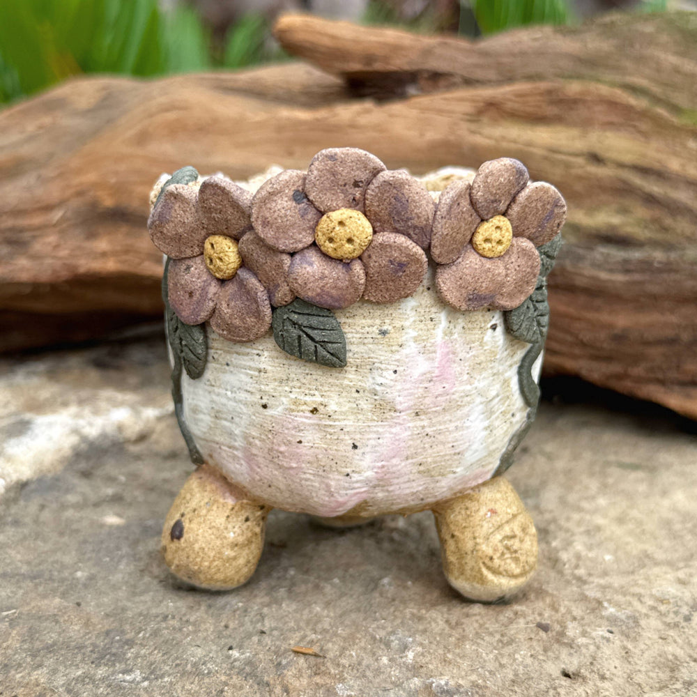 Jurian Handcrafted Pot- Neutral Flowers