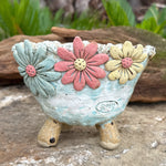 Jurian Handcrafted Pot- Sky Blue Flowers