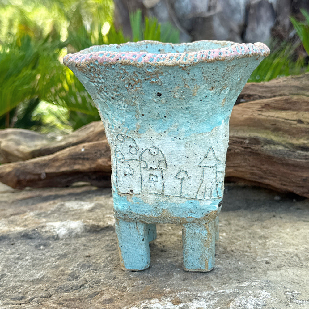 Jurian Handcrafted Pot- Village Scene