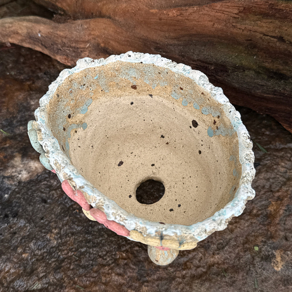 Jurian Handcrafted Pot- Sky Blue Flowers