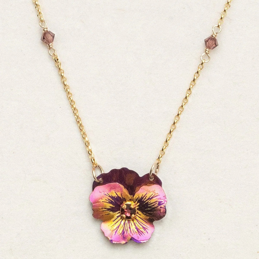 Garden Pansy Pendant Necklace
