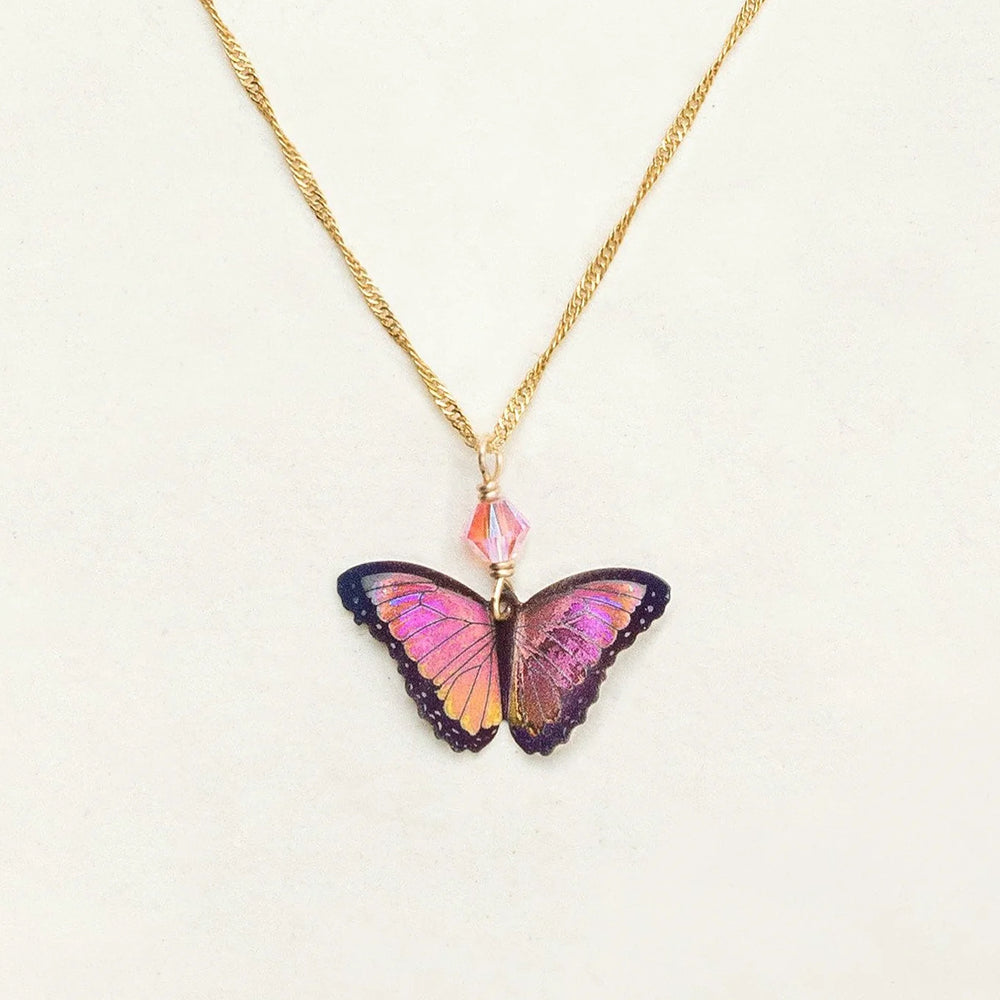 Bella Butterfly Pendant Necklace (Living Coral)