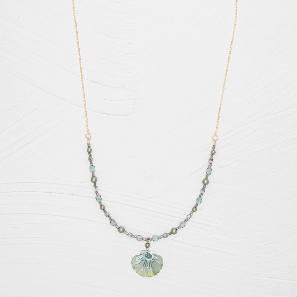 Shelby Beaded Pendant Necklace (Sage)