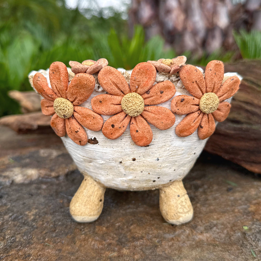 Jurian Handcrafted Pot- Orange Flowers