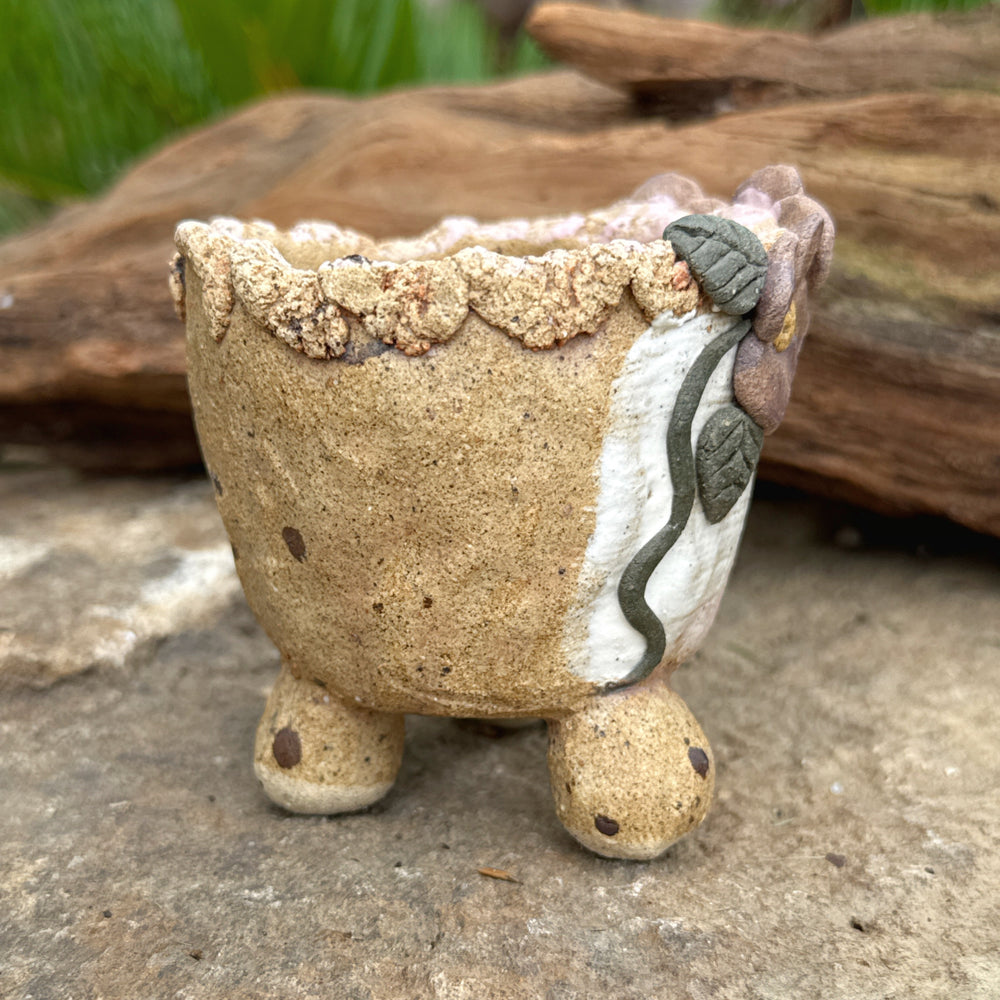 Jurian Handcrafted Pot- Neutral Flowers