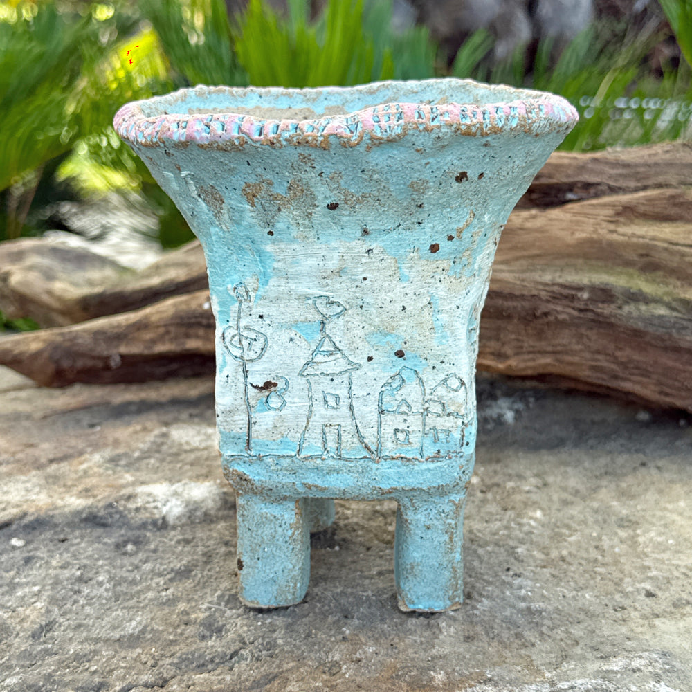 Jurian Handcrafted Pot- Village Scene