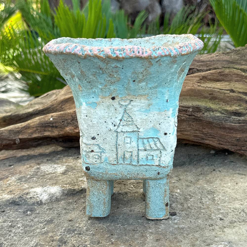 Jurian Handcrafted Pot- Village Scene