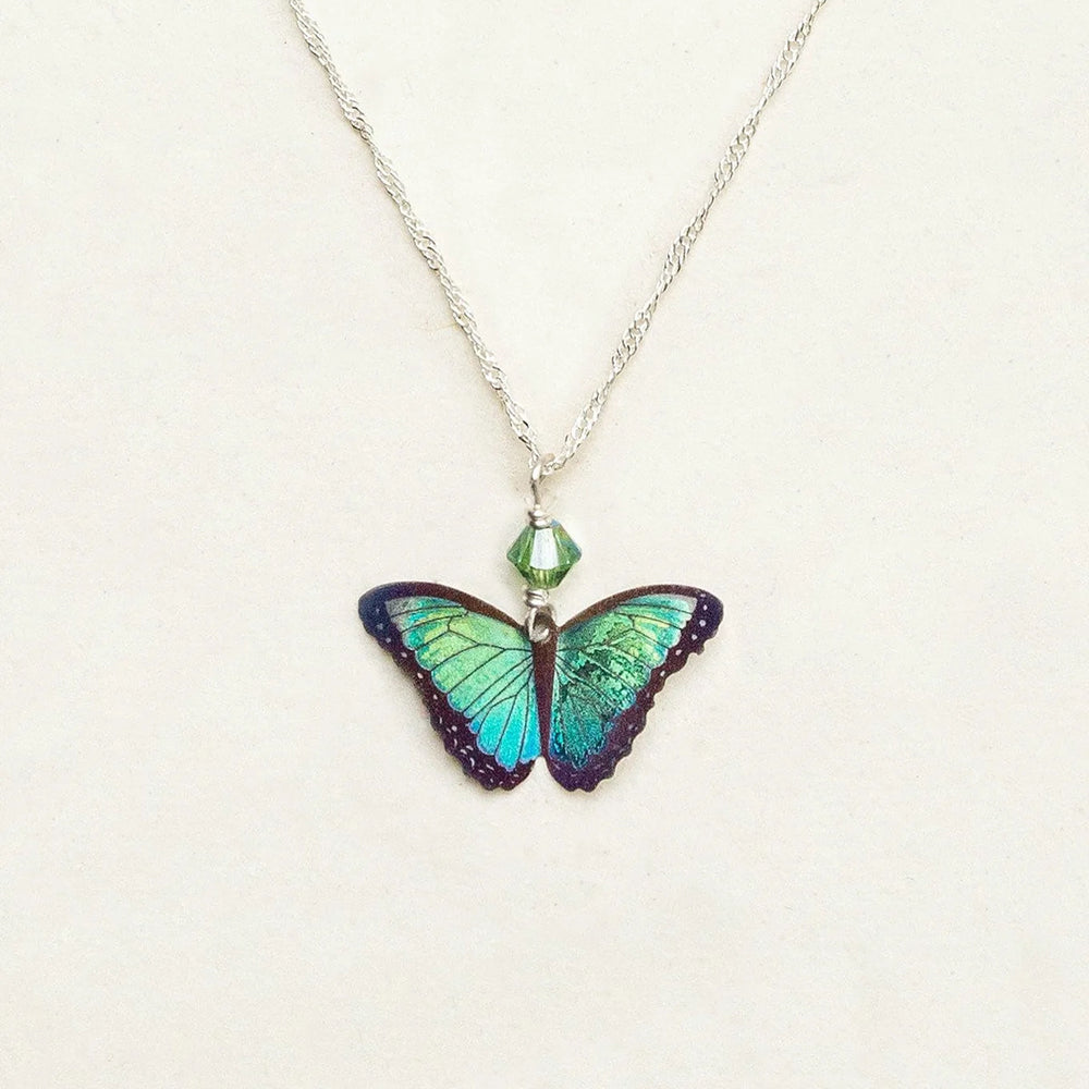 Bella Butterfly Pendant Necklace (Green Flash)