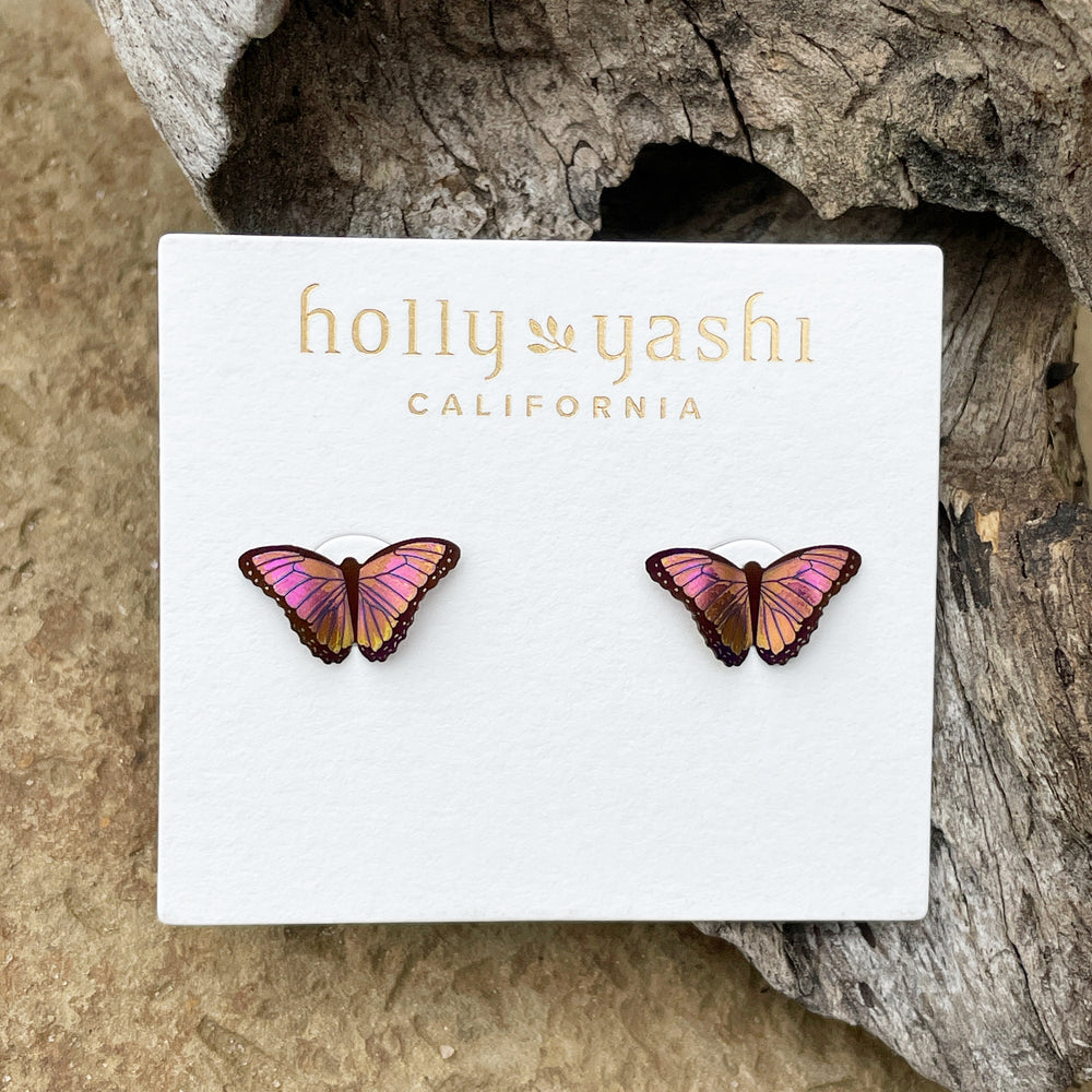 Petite Bella Butterfly Post Earrings (Living Coral)