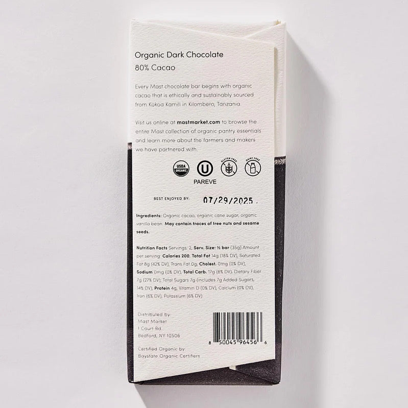 Organic Dark Chocolate 80% Cacao