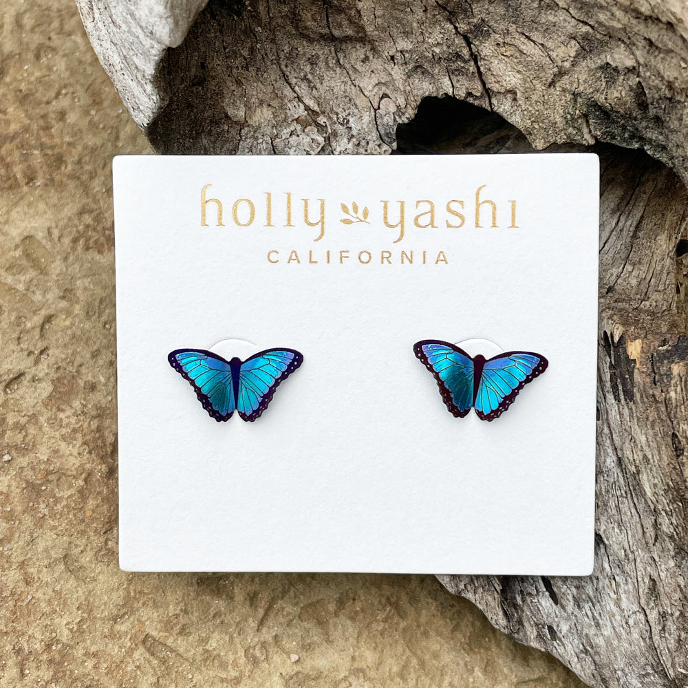 Petite Bella Butterfly Post Earrings (Blue Radiance)