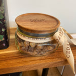 Collectible Ball Jar w/Twill Ribbon and Wooden Lid (Ships Empty)