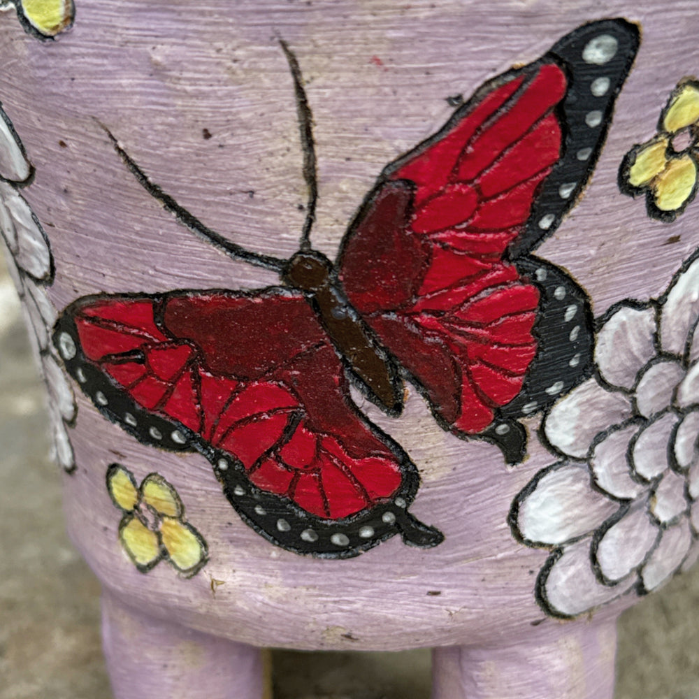 Jurian Handcrafted Pot- Lavender Round Butterfly