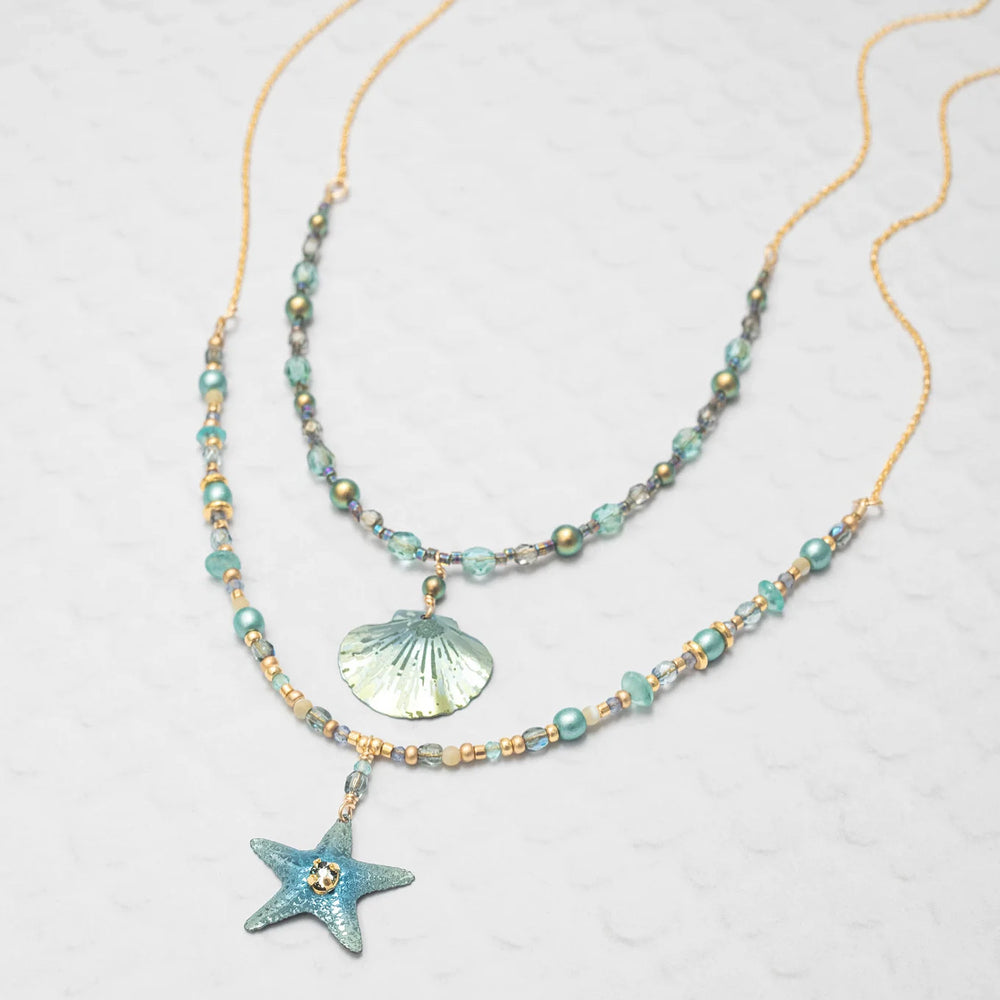 Shelby Beaded Pendant Necklace (Sage)