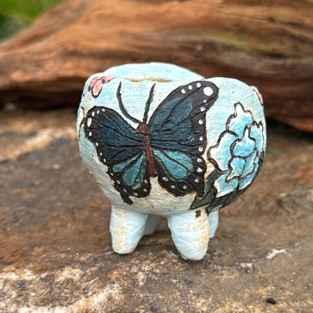 Jurian Handcrafted Pot- Small Blue Butterfly