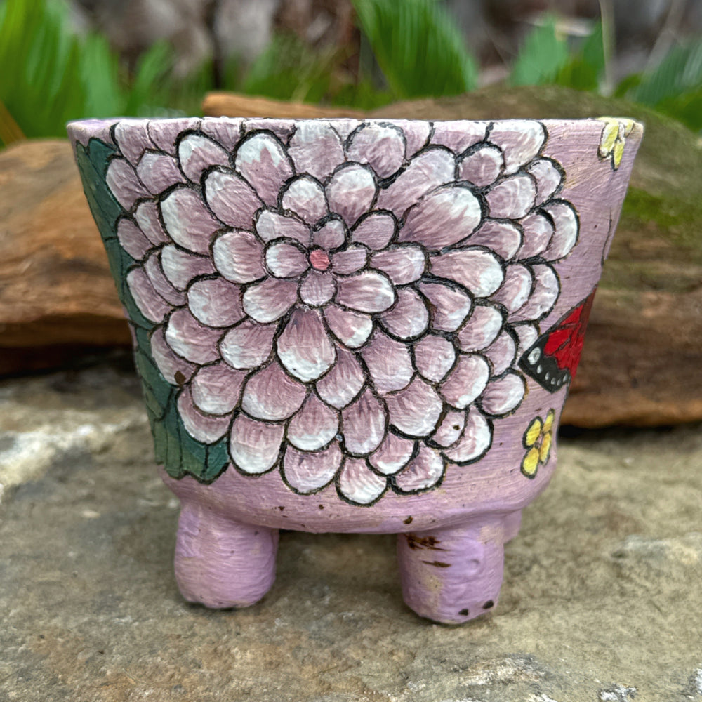 Jurian Handcrafted Pot- Lavender Round Butterfly