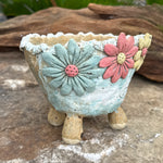 Jurian Handcrafted Pot- Sky Blue Flowers