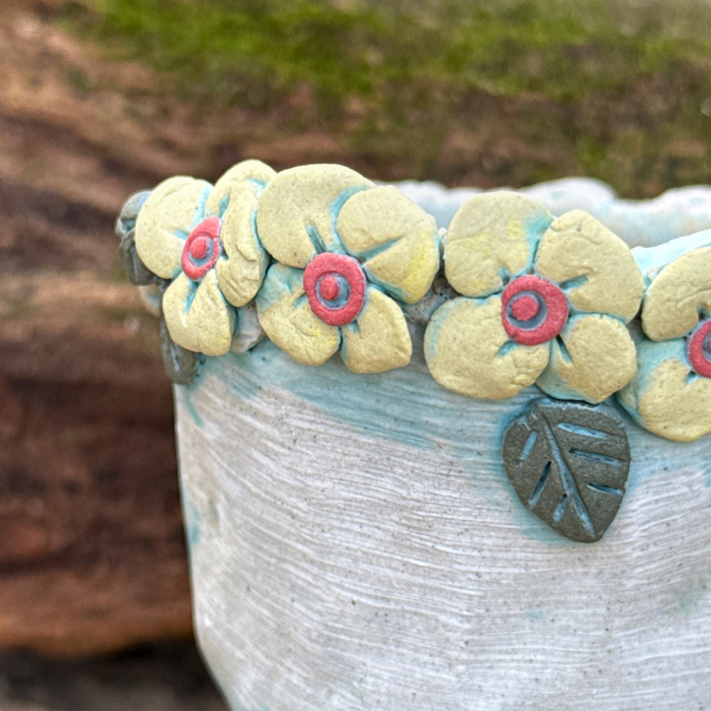 Jurian Handcrafted Pot- Yellow Flowers