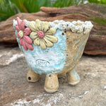 Jurian Handcrafted Pot- Sky Blue Flowers