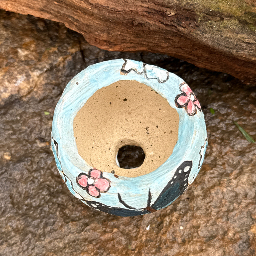 Jurian Handcrafted Pot- Small Blue Butterfly