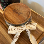 Collectible Ball Jar w/Twill Ribbon and Wooden Lid (Ships Empty)