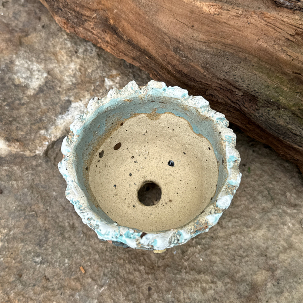 Jurian Handcrafted Pot- Sky Blue Flowers