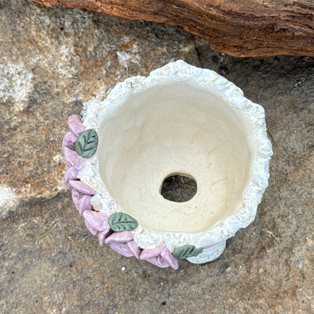 Jurian Handcrafted Pot- Lavender Flower Rim