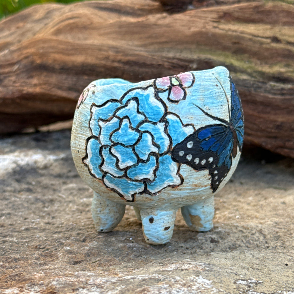 Jurian Handcrafted Pot- Blue Butterfly