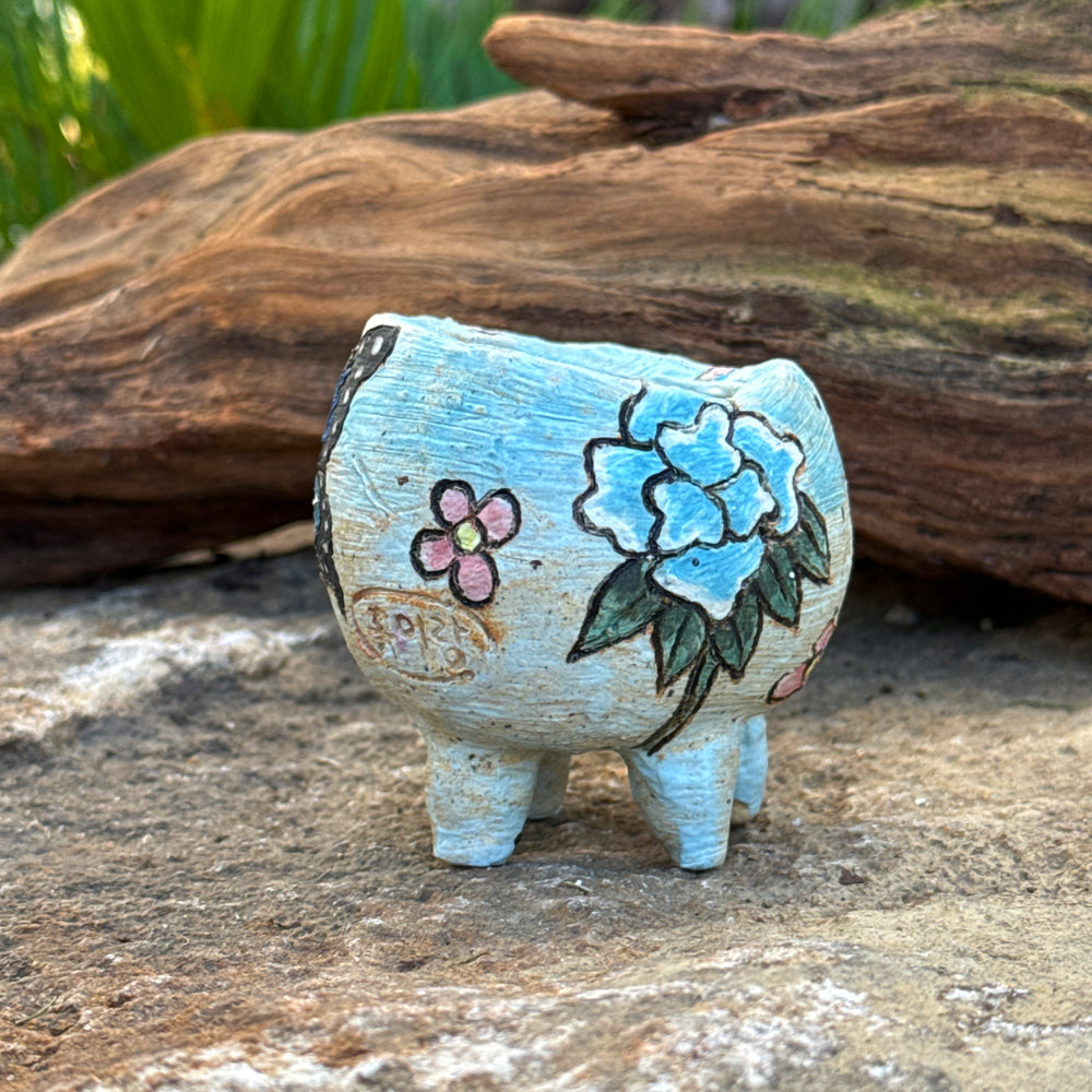 Jurian Handcrafted Pot- Blue Butterfly