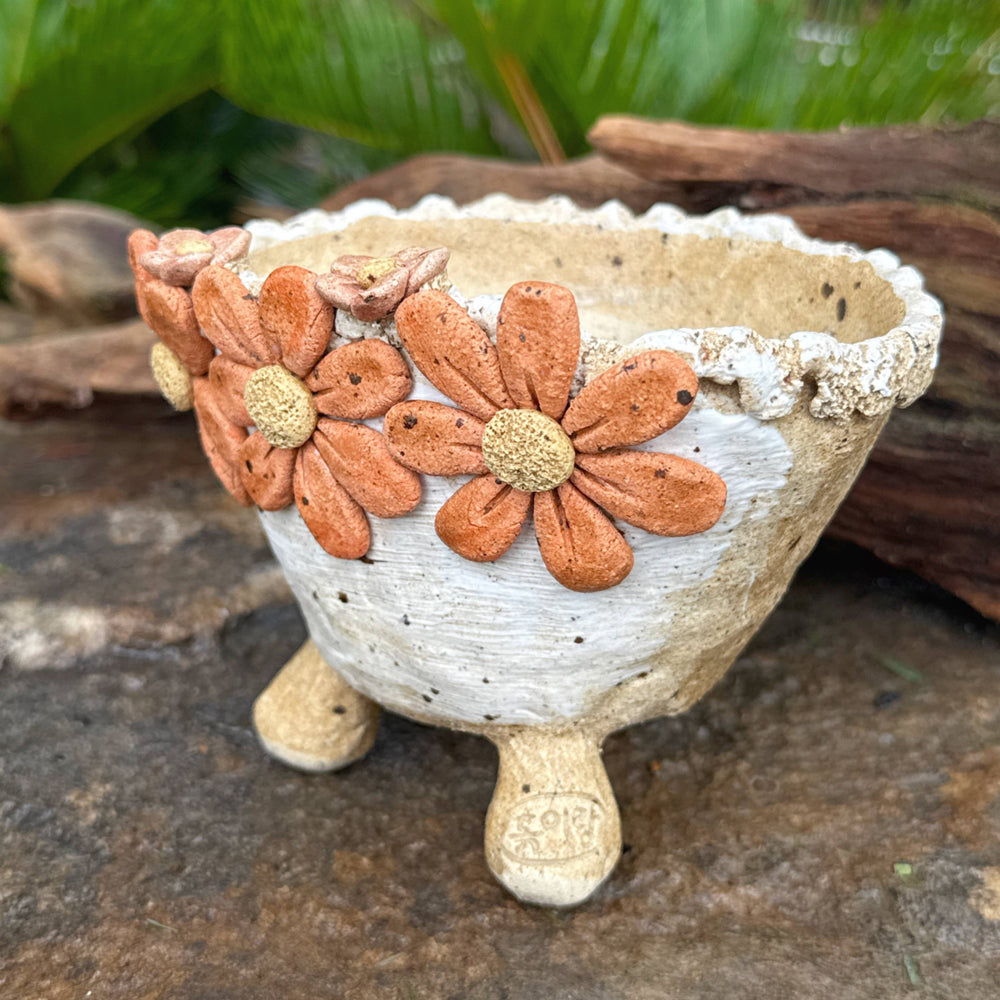 Jurian Handcrafted Pot- Orange Flowers