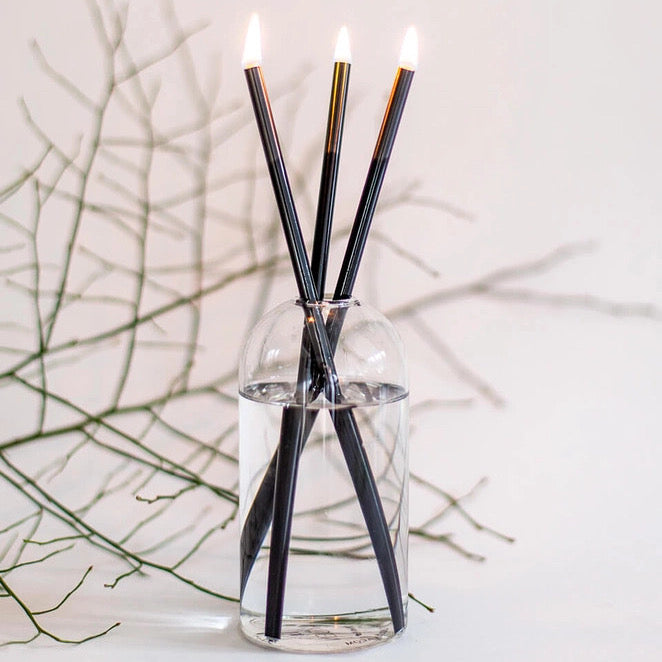 Wylie Vase Set with Black Everlasting Candles