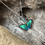 Bella Butterfly Pendant Necklace (Green Flash)