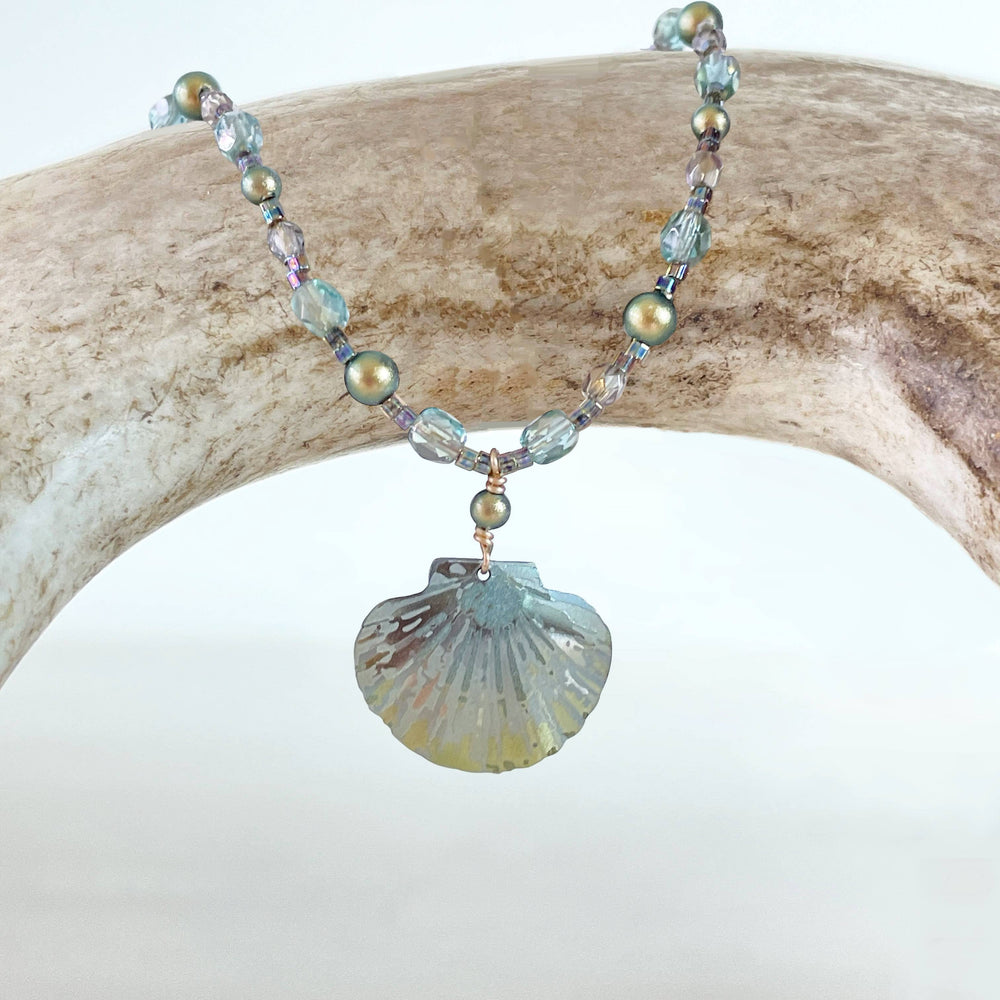 Shelby Beaded Pendant Necklace (Sage)