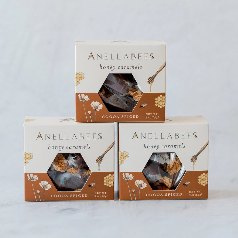 Cocoa Spiced Honey Caramels (3oz Boxed)