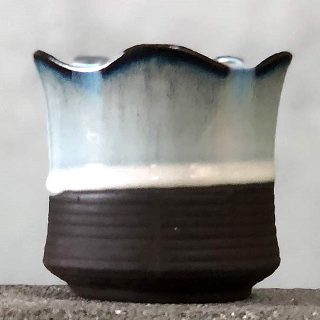 SALE!, Small Run Traditional Styled Blue Glazed Korean Pot, Scalloped (Small Blemishes)