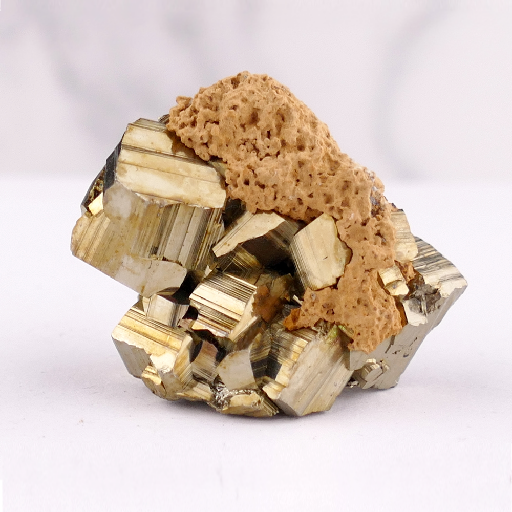 Natural Pyrite with Calcite