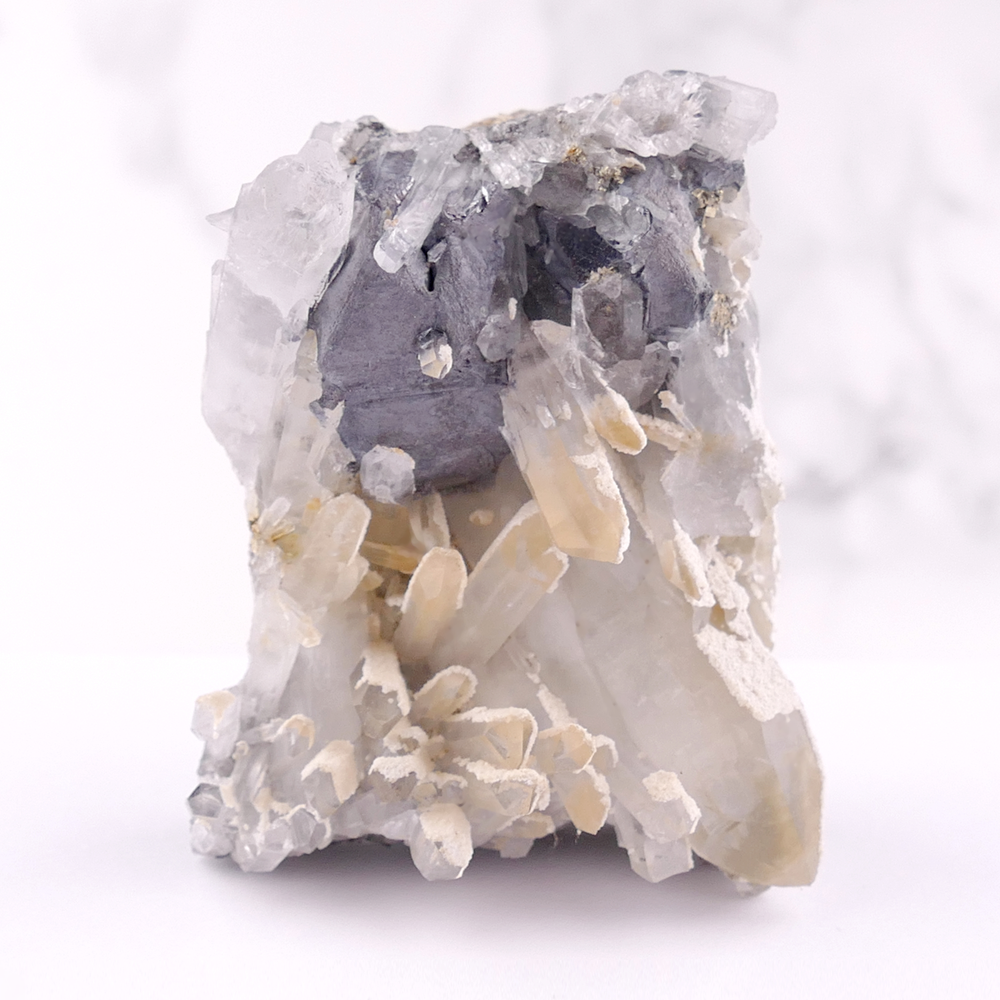 Quartz with Calcite and Galena Inclusions